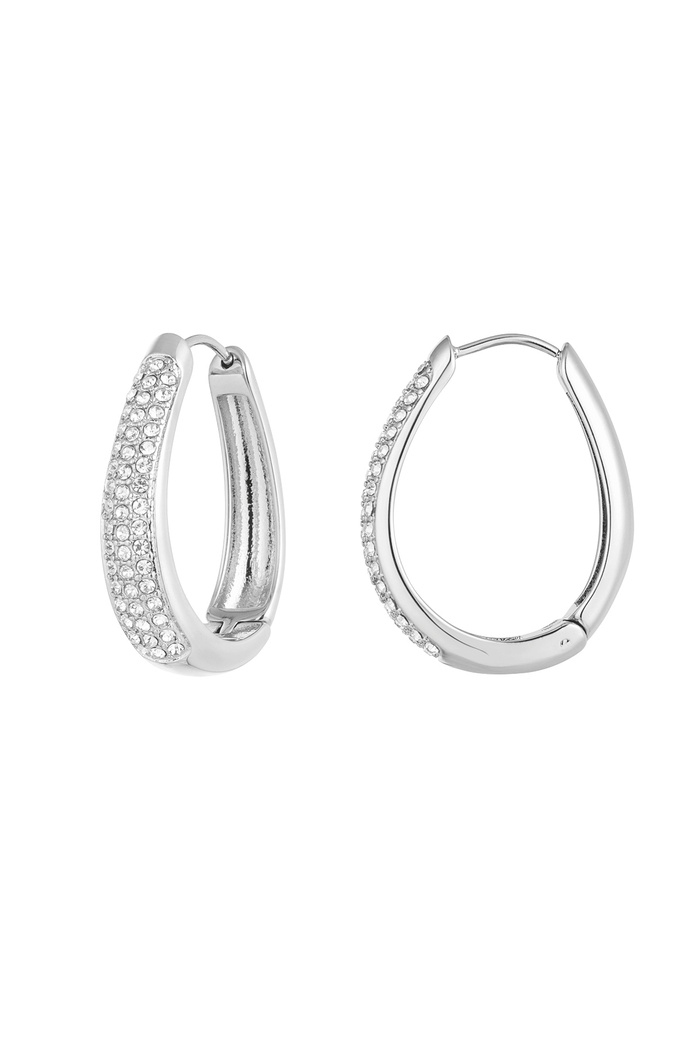 Earrings oval glam - Silver Stainless Steel 