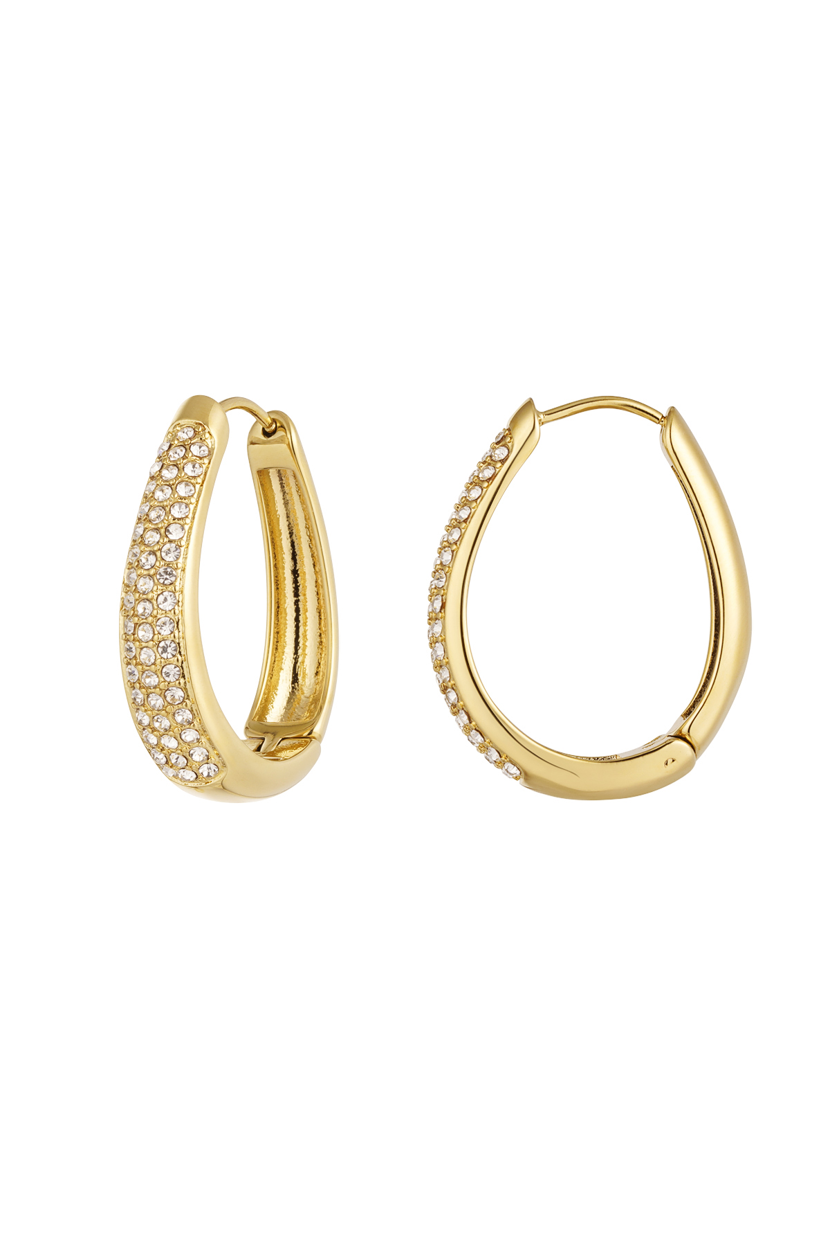 Ohrringe oval glamourös - Gold Edelstahl h5 