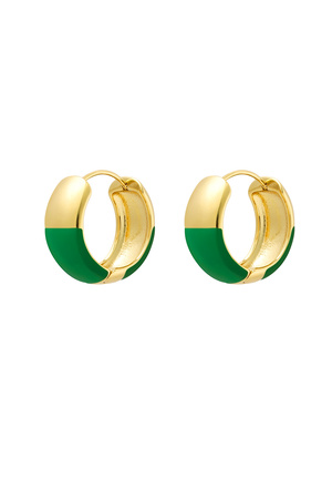 Earrings half colored - Green Stainless Steel h5 
