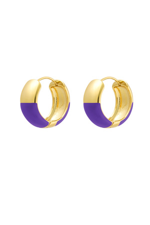 Earrings half colored - Purple Stainless Steel h5 