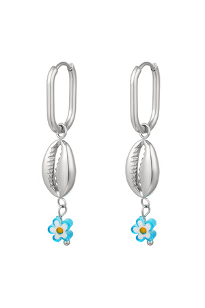 Blue daisy earrings - Beach collection Silver Stainless Steel h5 