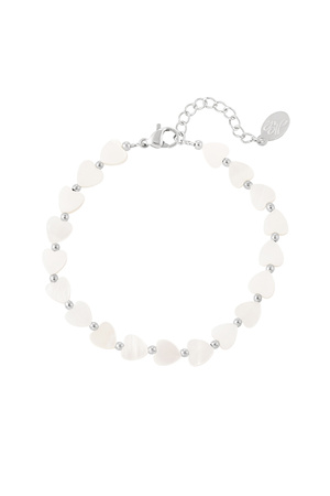 Bracelet coeur - Collection Plage Coquillages argent blanc h5 