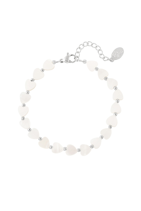 Bracelet coeur - Collection Plage Coquillages argent blanc