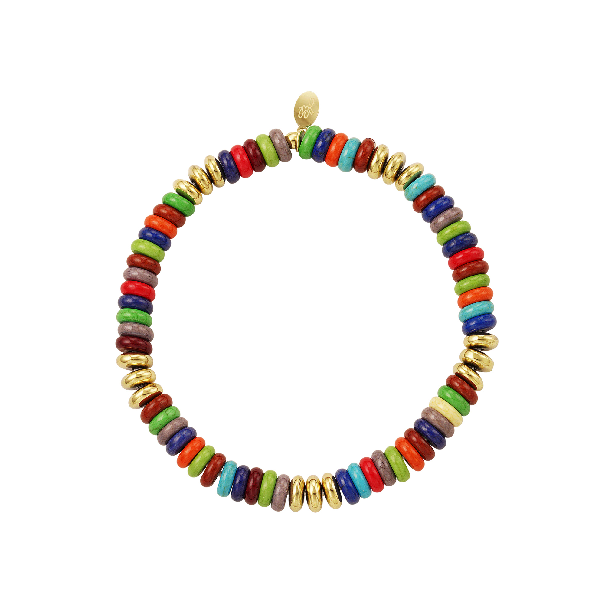 Bracelet avec perles plates - multi couleurs