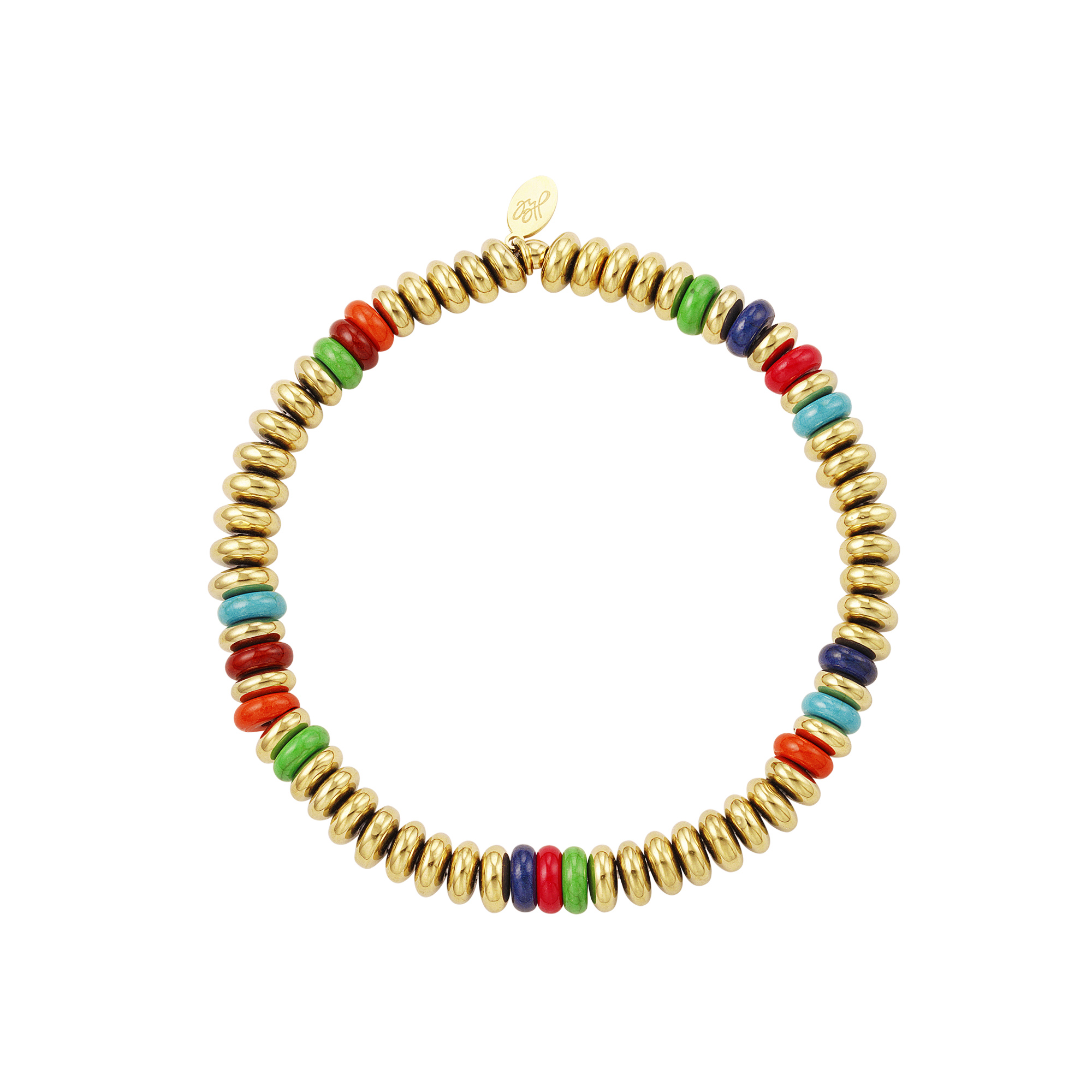 Bracelet perles plates - or