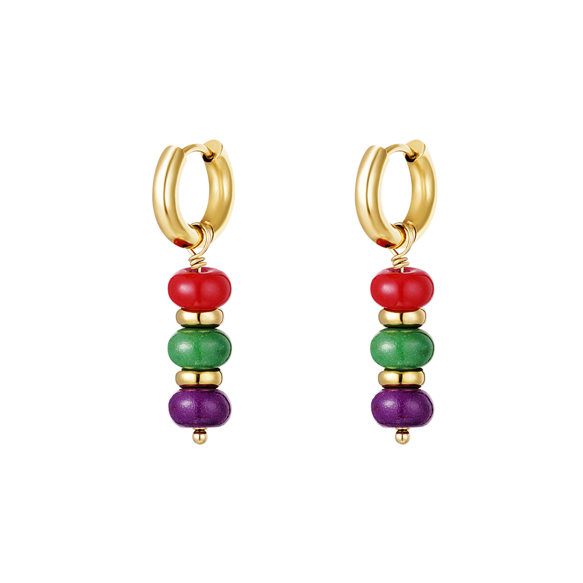Earrings three colored stones