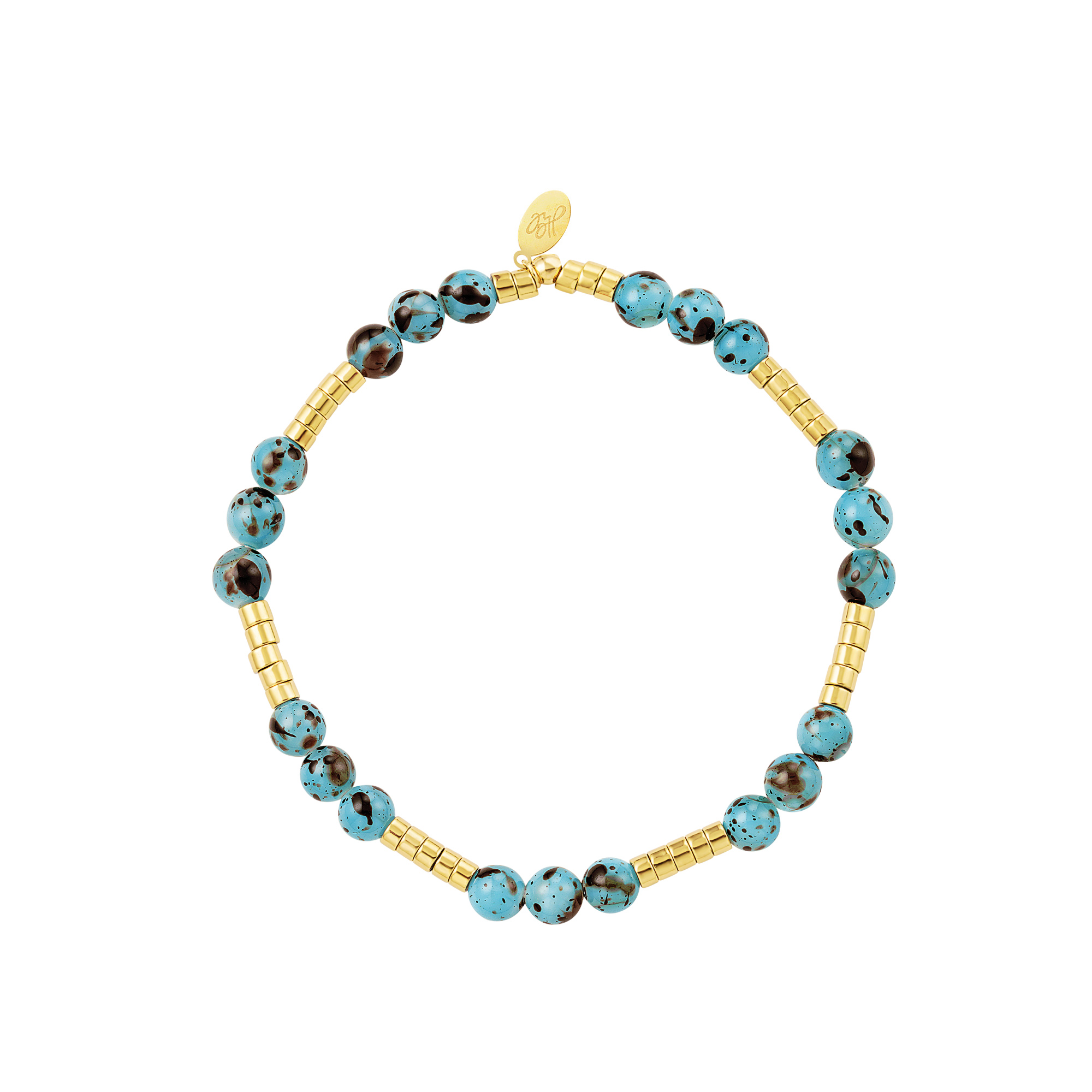 Beaded bracelet with blue natural stone