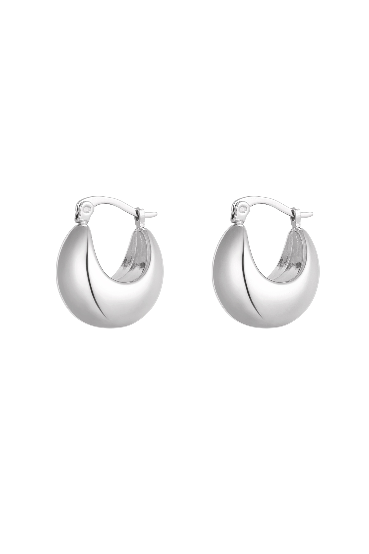 Chunky crescent moon mini earrings - silver