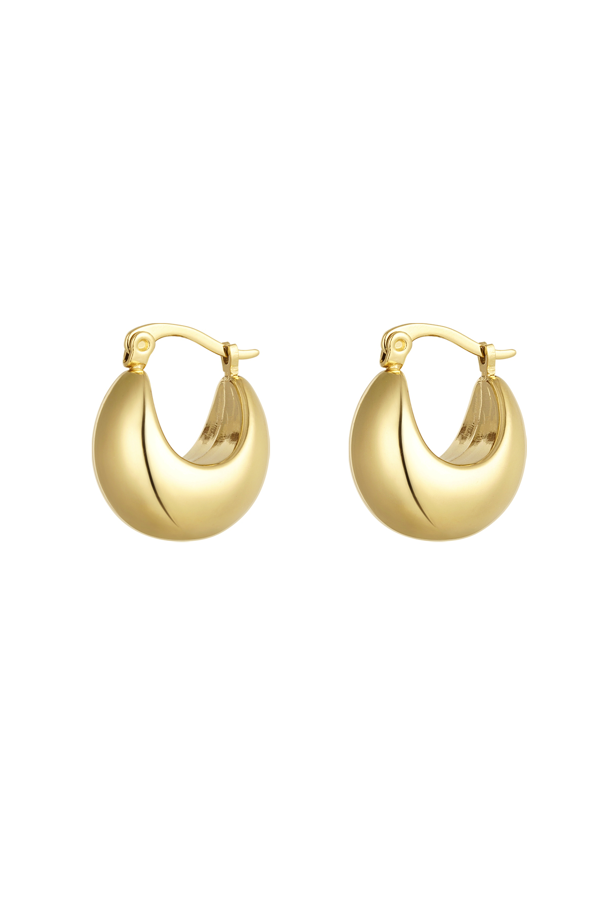Coarse half moon mini earrings - gold h5 