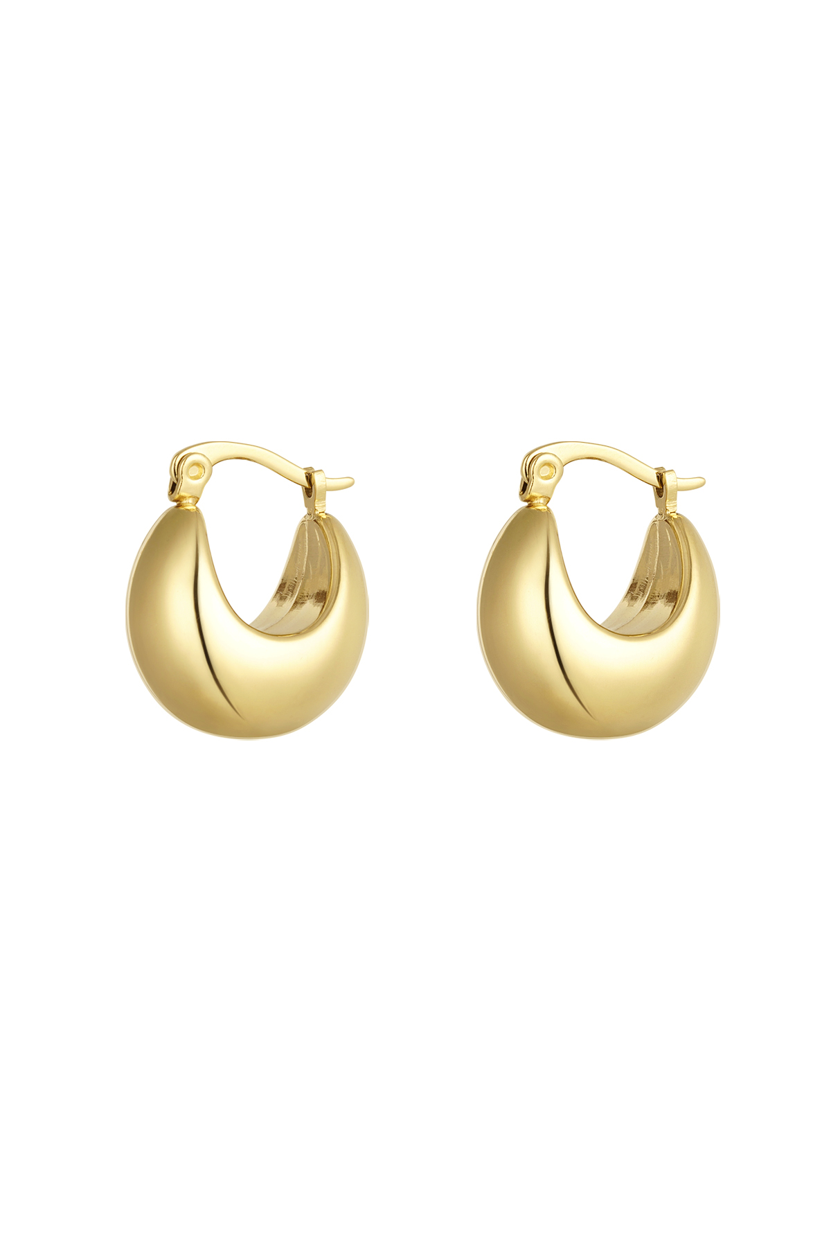 Coarse half moon mini earrings - Gold color