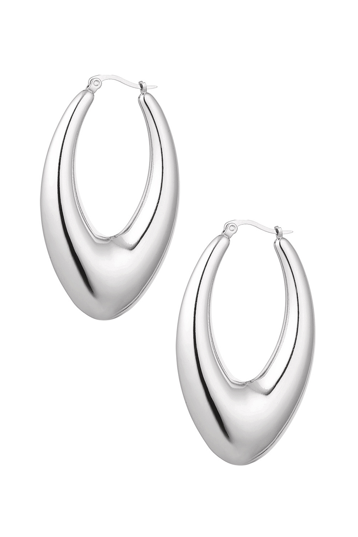 Stainless Steel Geometric Shiny Earrings - Silver