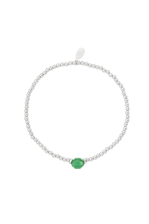 Bracelet avec pierre colorée Vert& Argenté Acier inoxydable h5 