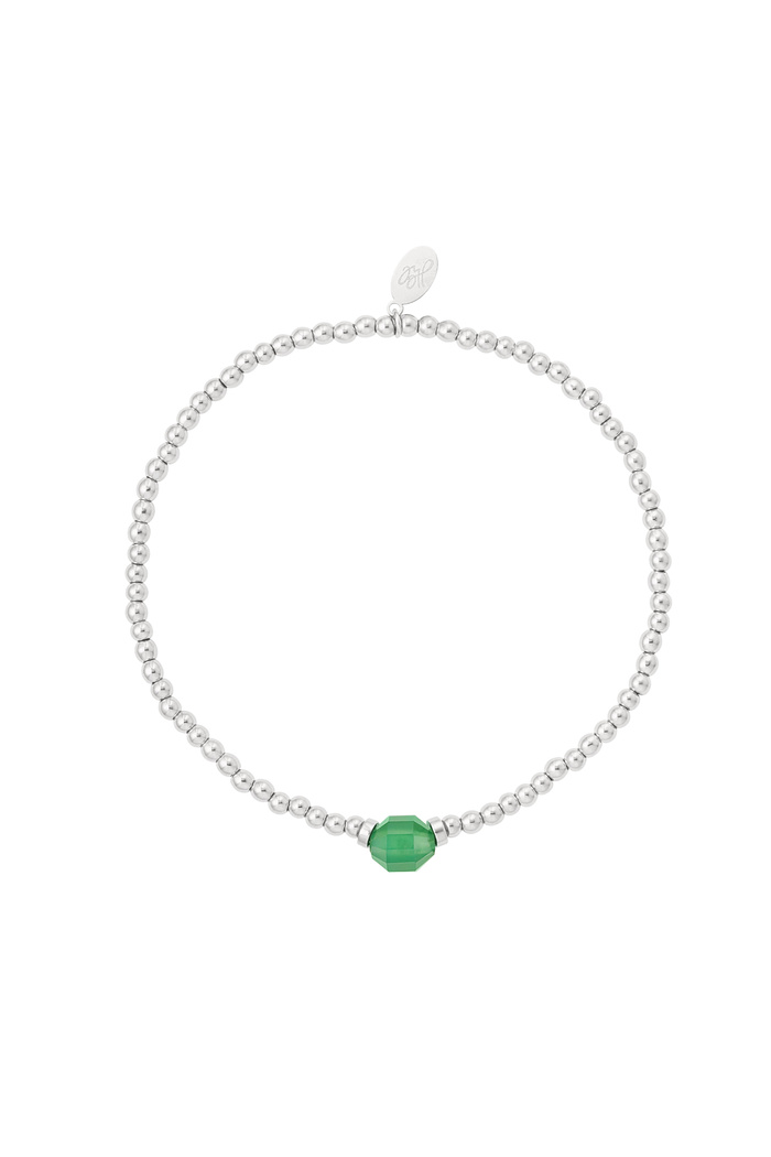 Bracelet avec pierre colorée Vert& Argenté Acier inoxydable 