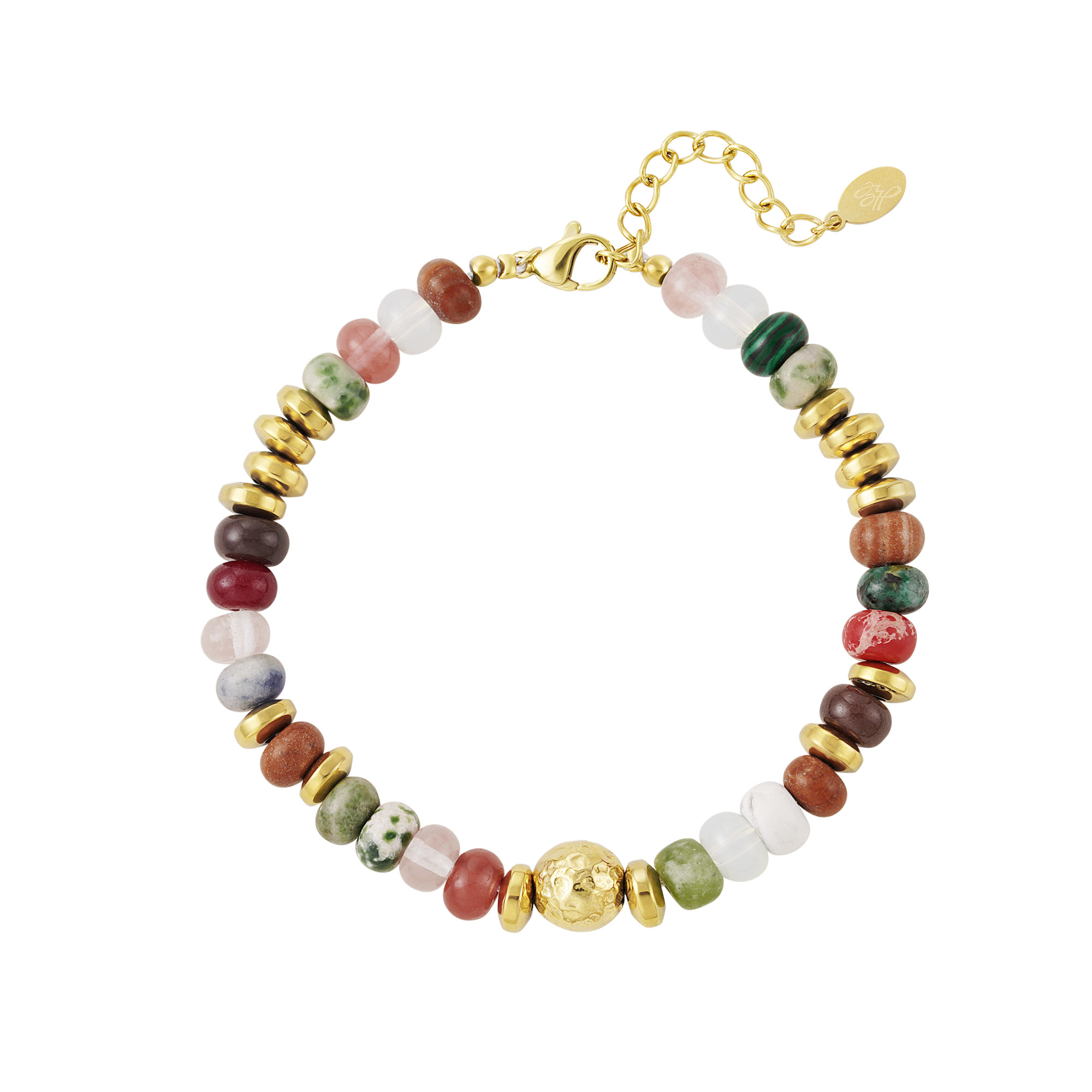 Bracelet avec perles de pierres multicolores