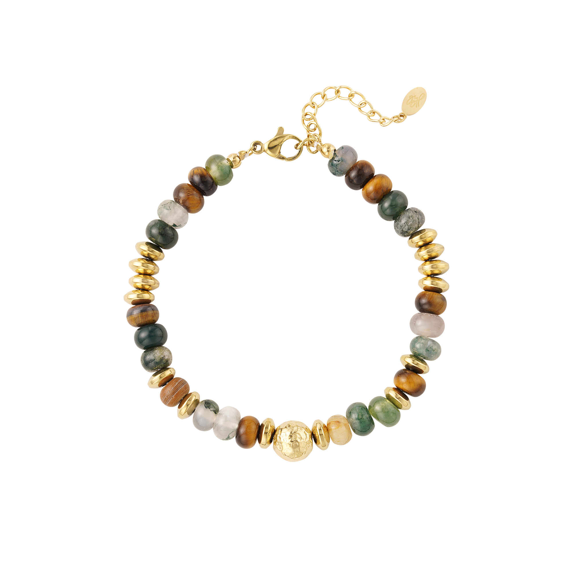 Necklace with multi-colored stone beads
