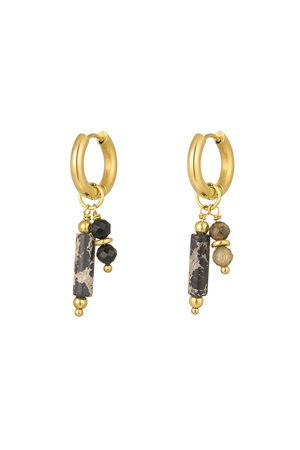 Earrings natural stone charms - black gold h5 