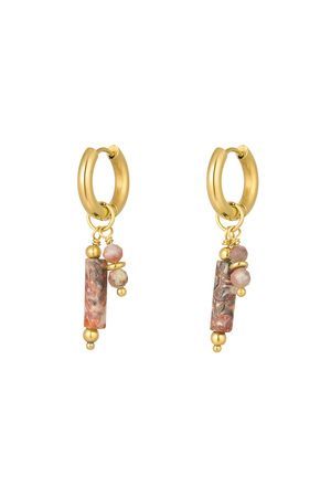 Earrings natural stone charms - red h5 