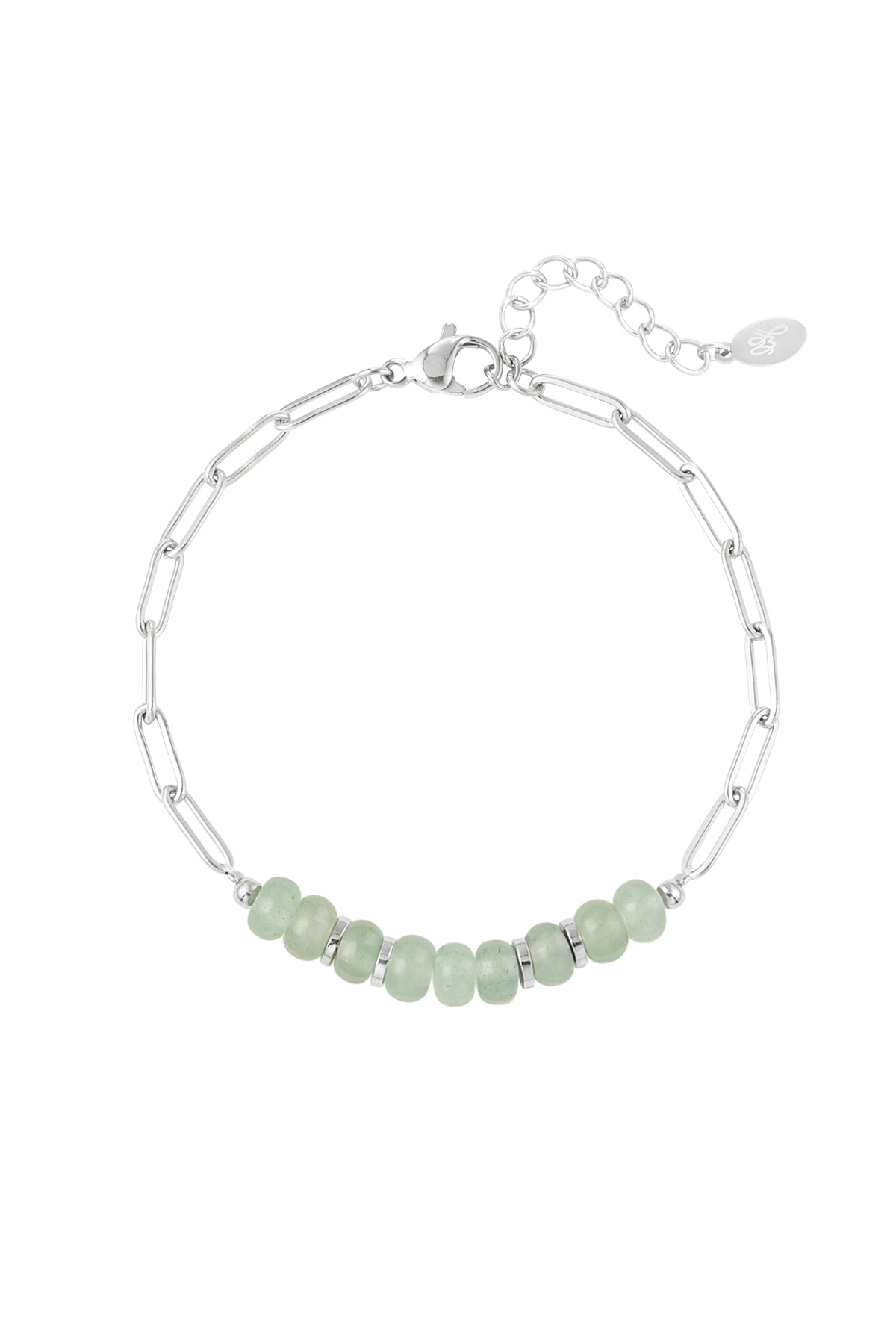 Chunky bracelet with stones green/silver Stone h5 