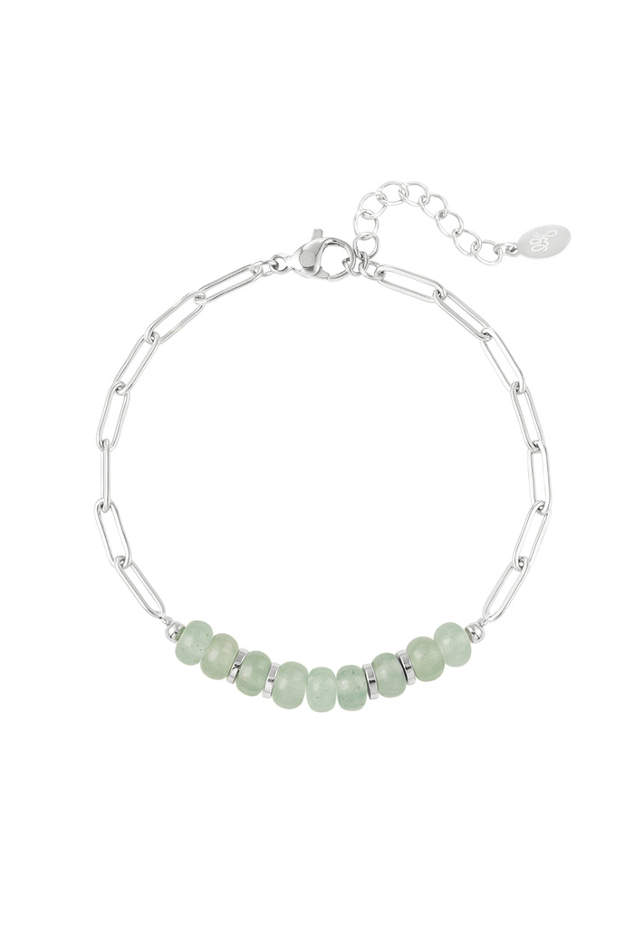 Chunky bracelet with stones green/silver Stone 