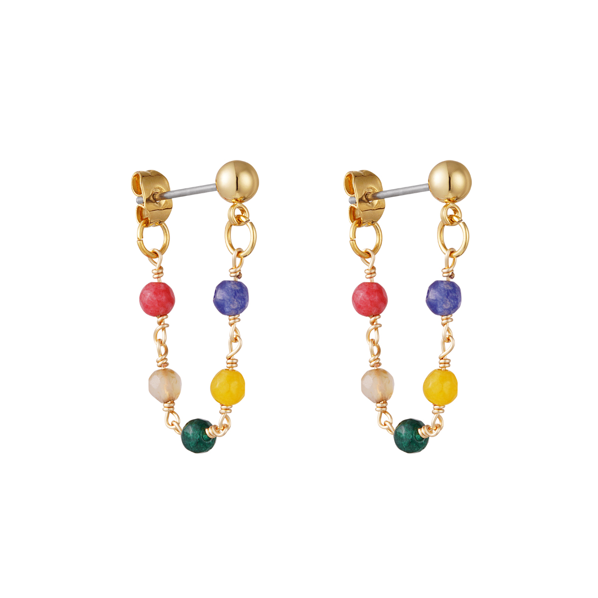 Earrings with chain and stones