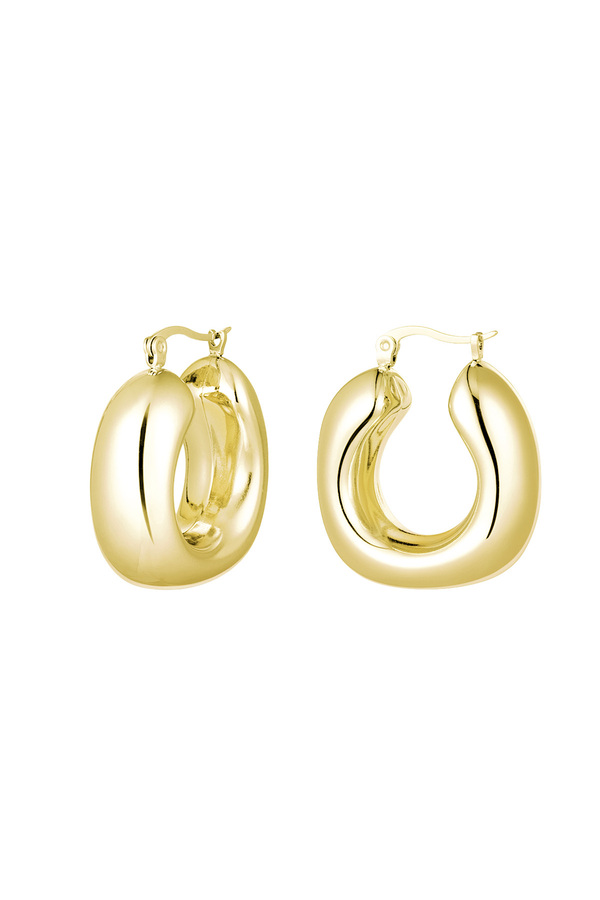 Earrings abstract shape - gold Stainless Steel