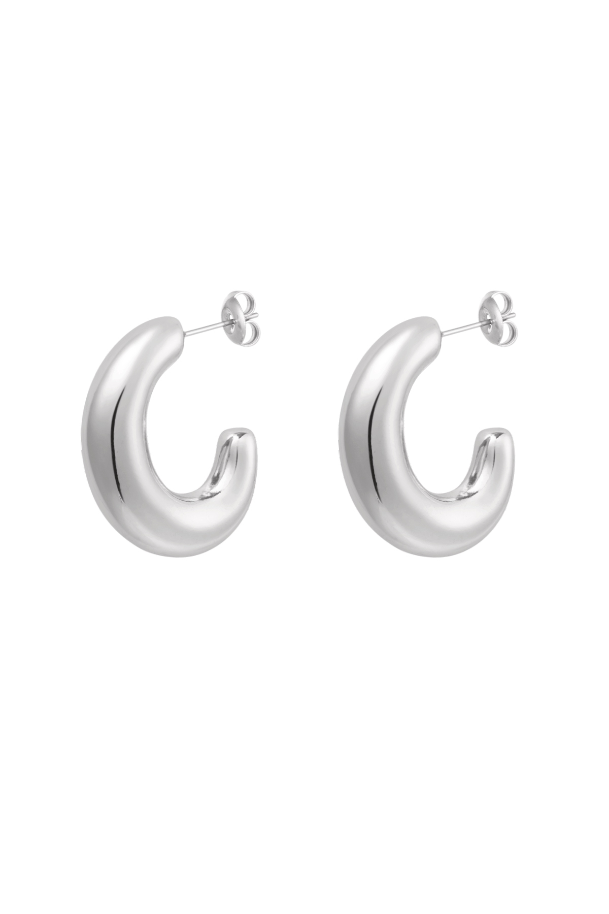 Earrings classy half moon - silver h5 