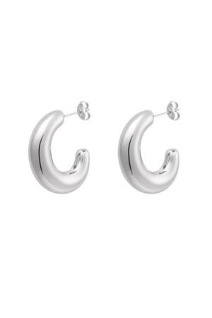 Earrings classy half moon - silver h5 