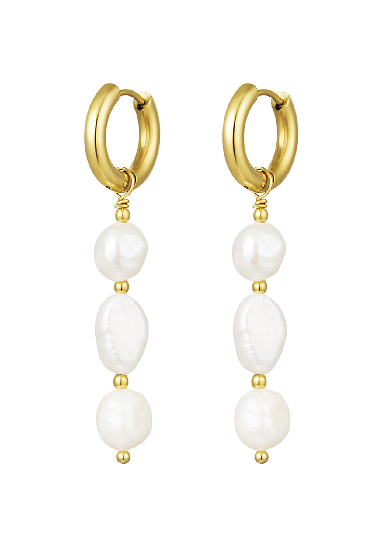Earrings pearl party - gold Stainless Steel 