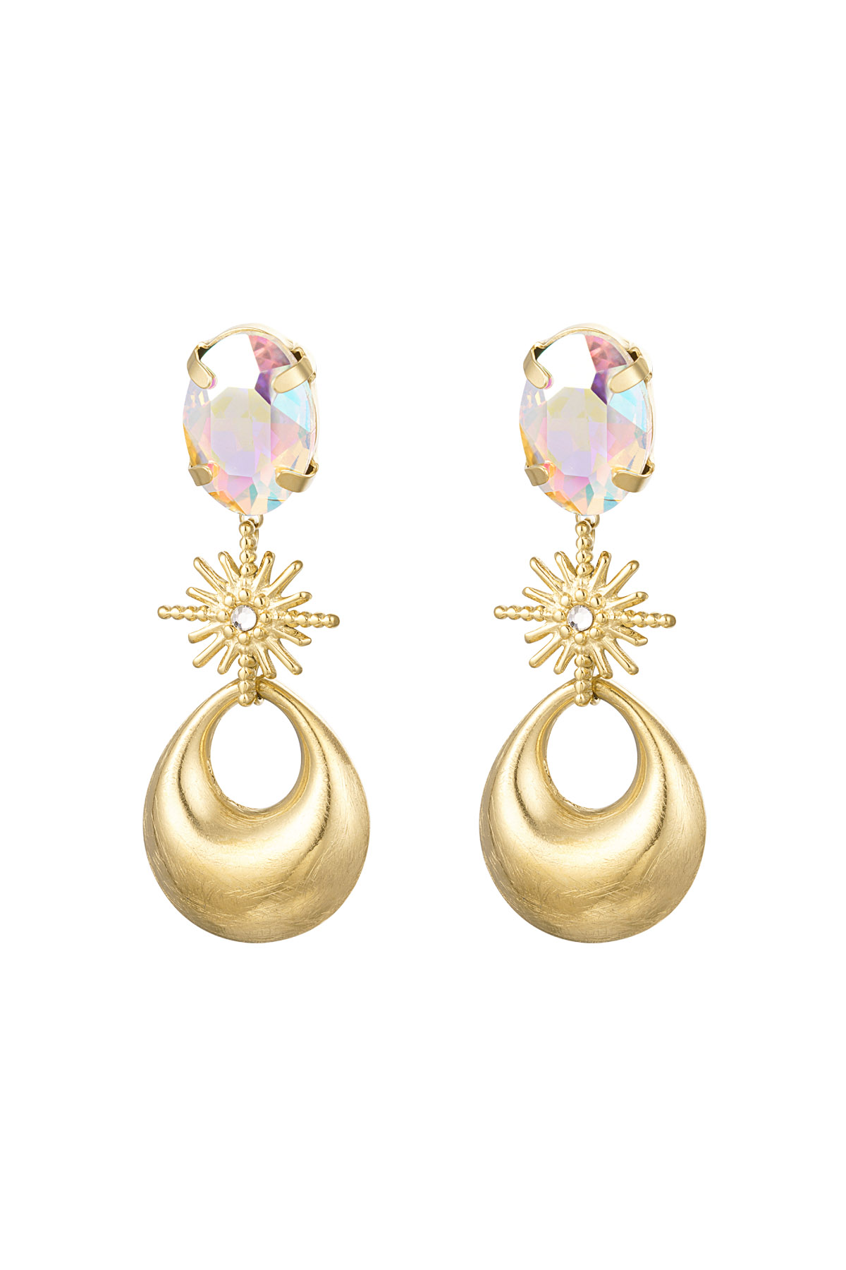 Ciondoli per orecchini con perle di vetro - Acciaio inossidabile color oro h5 
