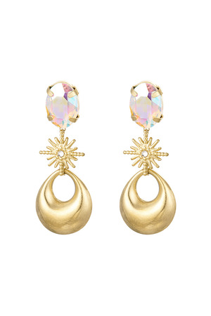 Earrings charms with glass bead - gold Stainless Steel h5 