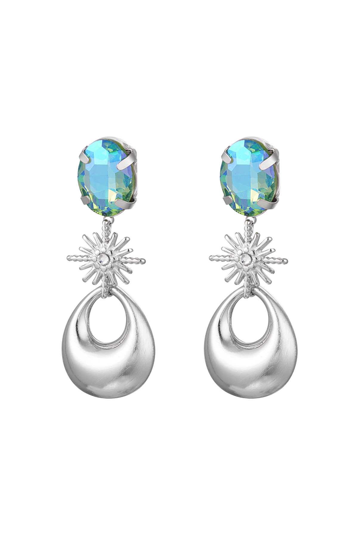 Boucles d'oreilles charms avec perle de verre - vert & argent Acier Inoxydable h5 