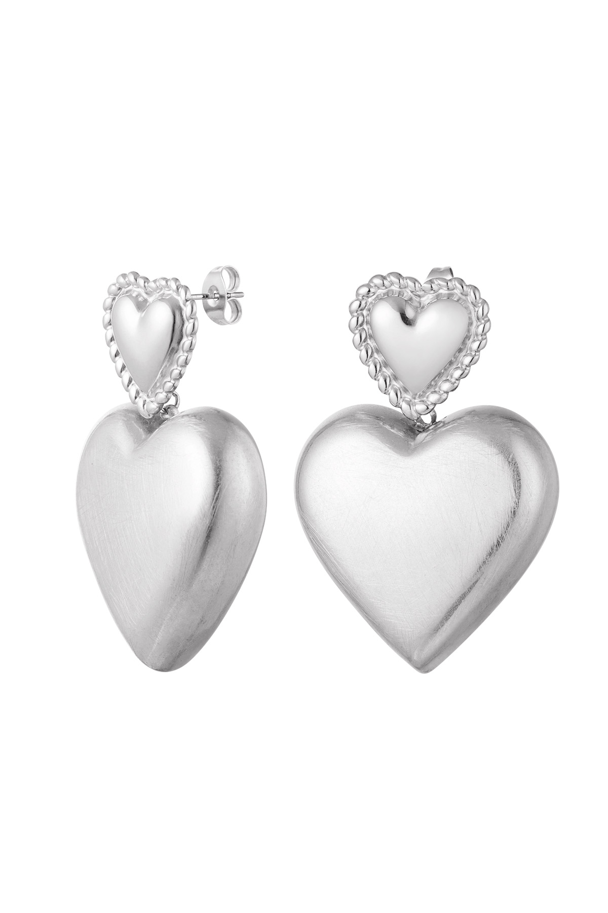 Earrings hearts - silver Stainless Steel