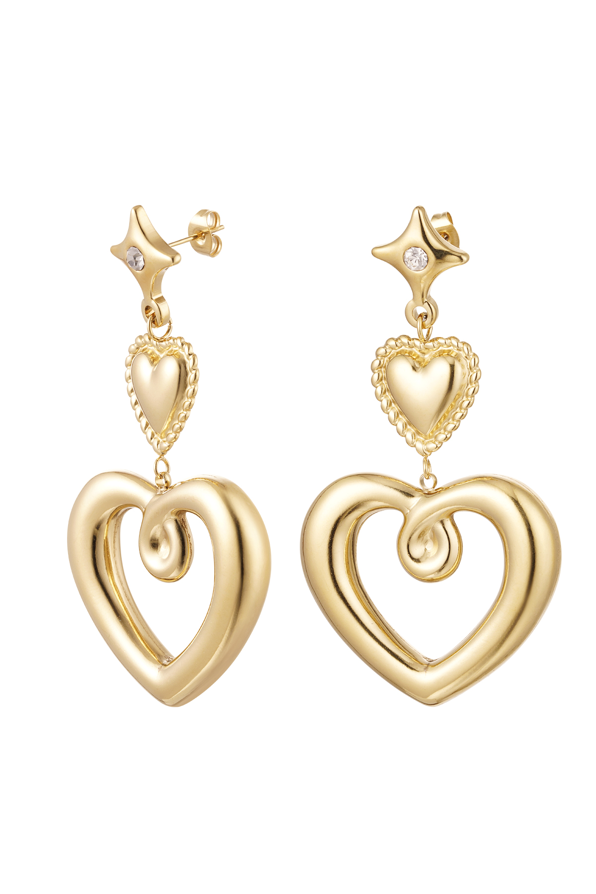 Statement earrings charms - gold Stainless Steel
