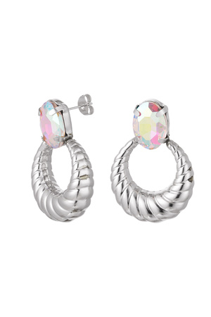 Earrings twist with stone - silver Stainless Steel h5 