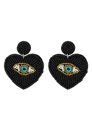 Boucles d'oreilles perles avec oeil - noir Glass h5 
