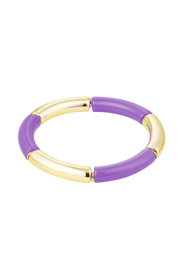Bracelet tube or/couleur Lilas & Or Acrylique