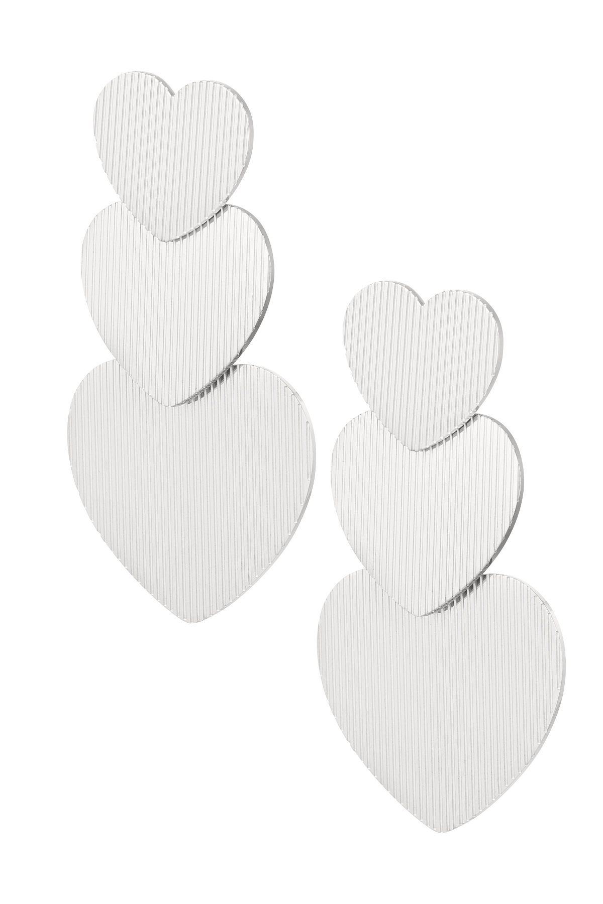 Earrings 3 times heart - silver Stainless Steel h5 