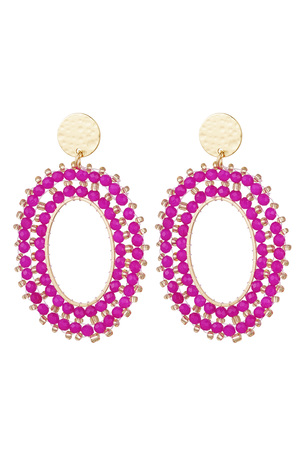 Earrings double beads - fuchsia Copper h5 