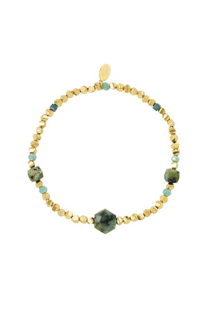Bead bracelet different beads - green & gold Stainless Steel h5 