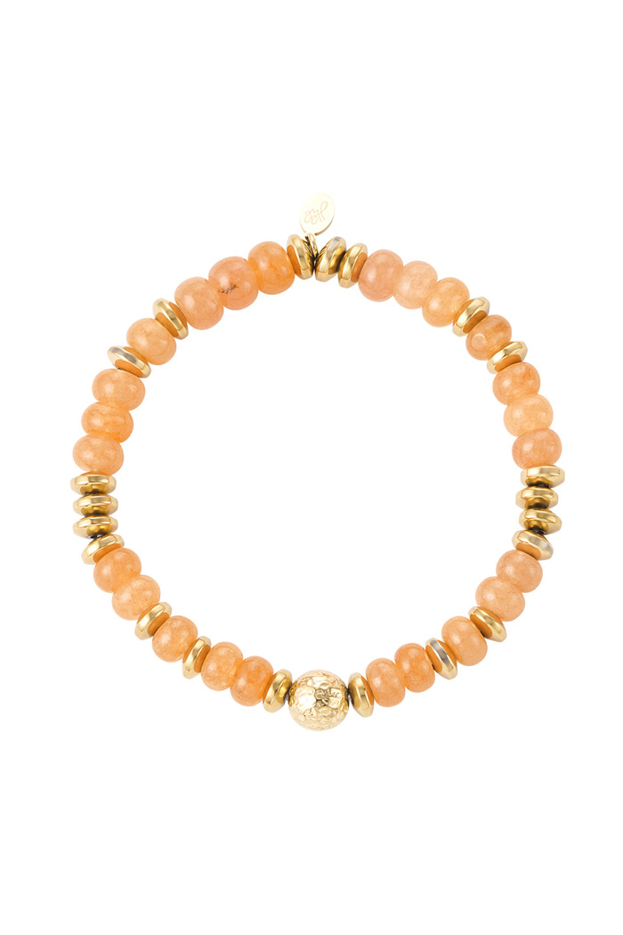Bracelet pierres colorées - Pierre orange & or 