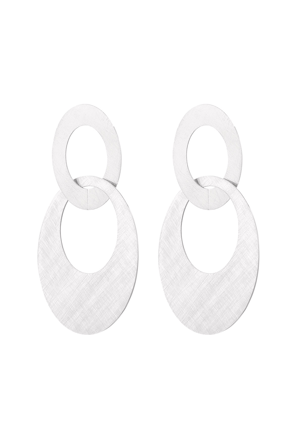 Earrings connected ovals - Silver Color color 2