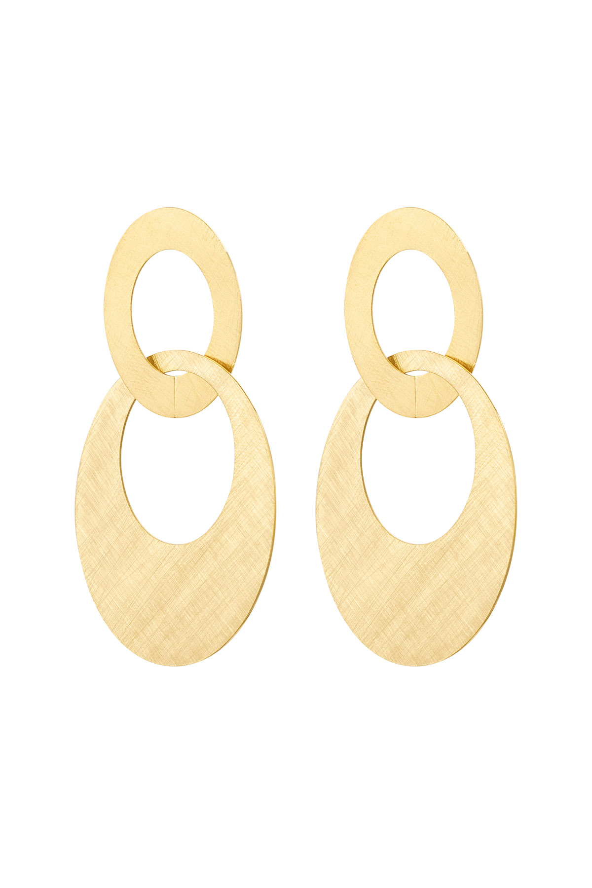 Earrings connected ovals - gold h5 