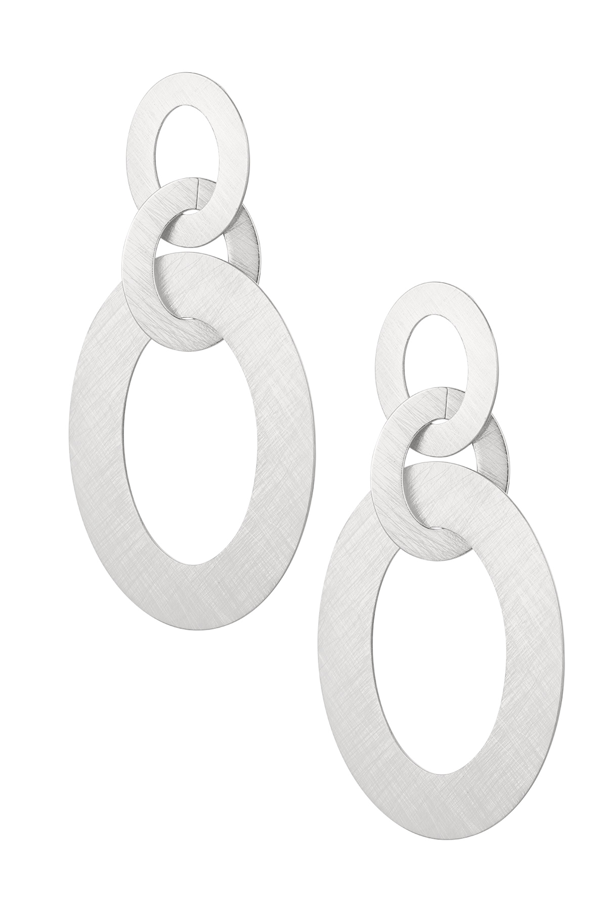 Earrings large link - silver Stainless Steel