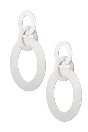 Earrings large link - silver Stainless Steel h5 