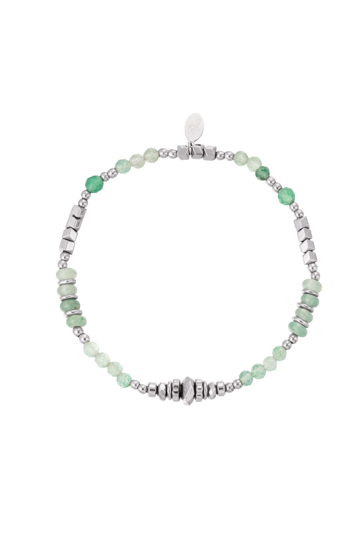 Bracelet bead party - green & silver Stainless Steel 