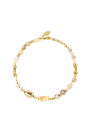 Bracelet bead mix - beige & gold Stainless Steel h5 