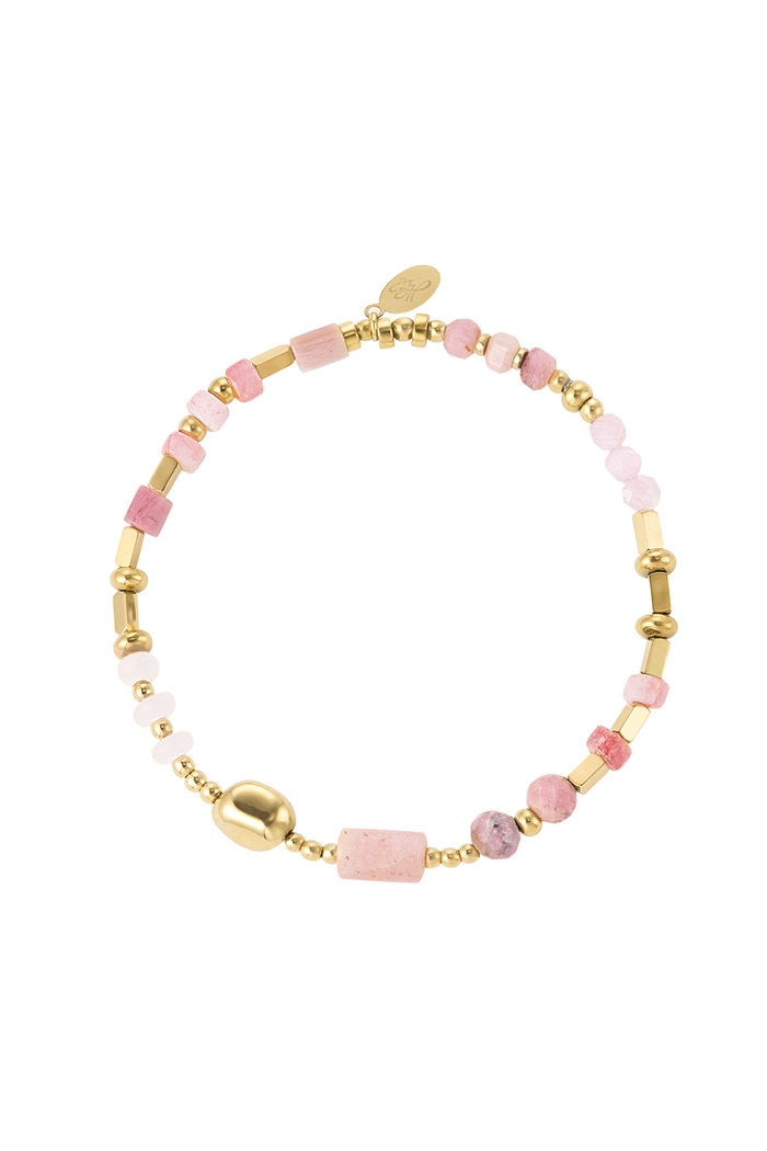 Armband kralenmix - roze & goud Stainless Steel 