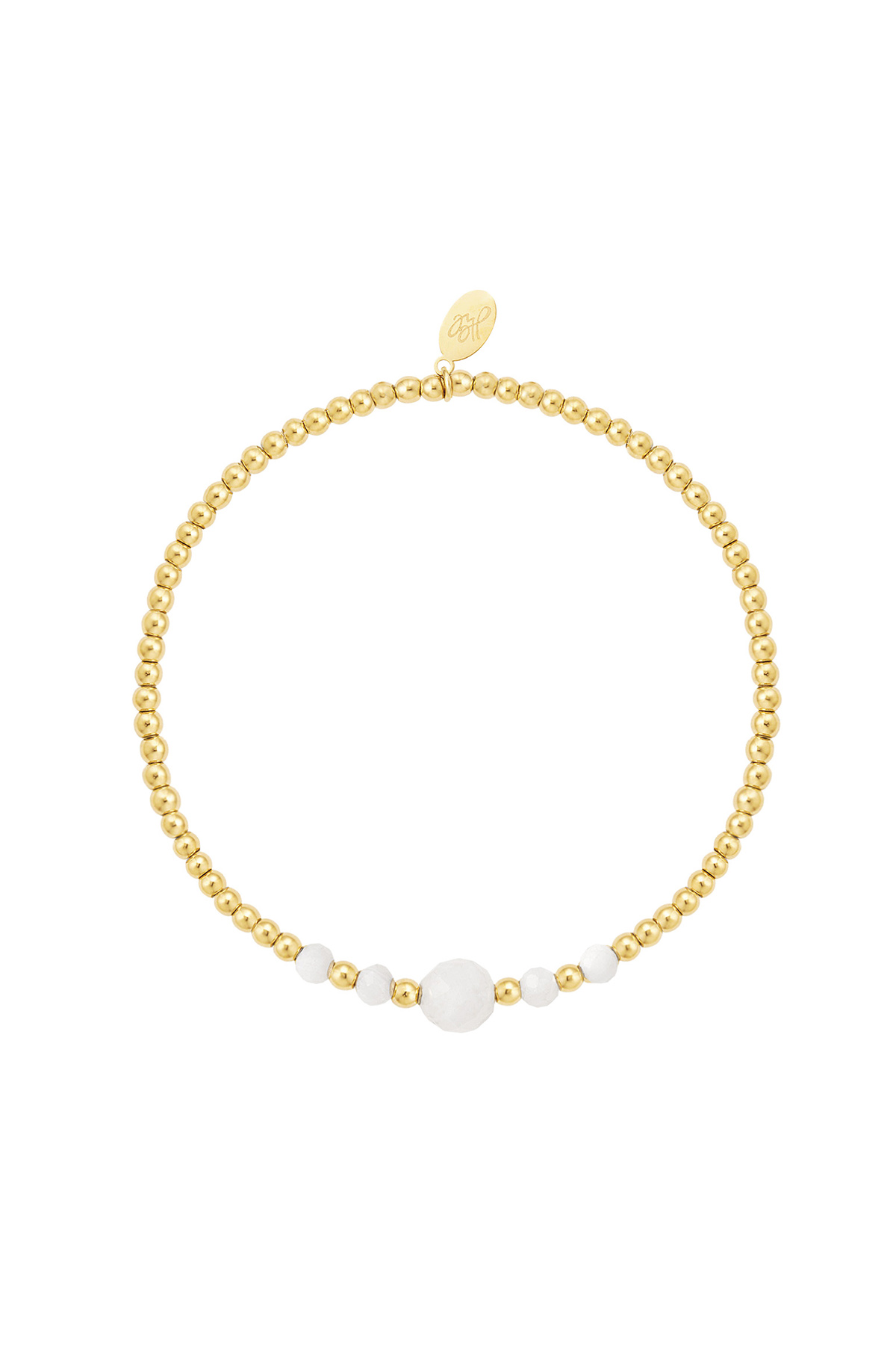 Bracelet beads gold/white White gold Stone h5 