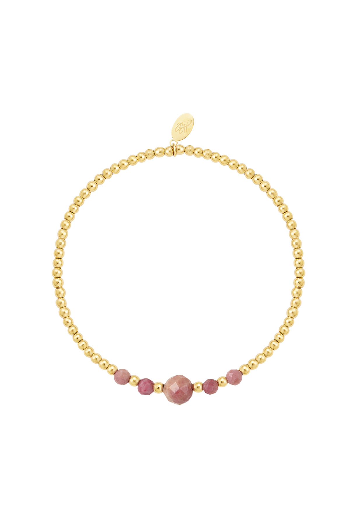 Bracelet beads gold/pink Pink & Gold Stone h5 