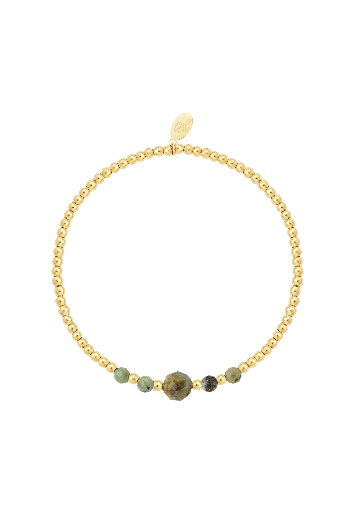 Pulsera perlas oro/verde Verde & Oro Stone
